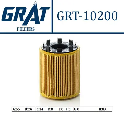 GRAT 10200 Yag Fıltresı Tırnaklı Tıp Fıat Albea-Palıo-Punto-Doblo 1.3jtd/Opel  Astra H-Corsa C-Combo 1.3cdtı  5650342 J1318013 71773176 95516104 CH9713ECO 55599959 SH4794 CH9713 650190 73500049