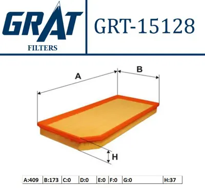 GRAT 15128 Hava Fıltresı Vw Golf 04-09  Passat 06-08  Audı A3 04-13  Seat Leon 06-10  Skoda Octavıa 04-08 06F133843A