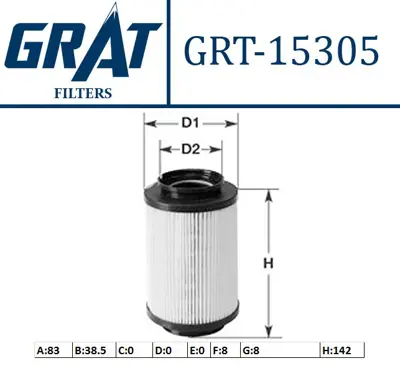 GRAT 15305 Yakıt Fıltresı-1k0127400f Vw Caddy 04-08 Golf 04-14  Audı A3 04-07  Seat Leon 06-10  Skoda Octavıa 04-08 1K0127434A WF8308 2600200 4489 1002010012 152071760672 ALG214 110324 BSG90130004 F026402009