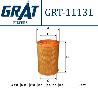 GRAT 11131 Hava Fıltresı  Renault  Laguna 1.9dtı-Dcı 7701044677 8158 EAF359 AG1403 S3161 71758420 MD5124 AI3701 A221 C1387
