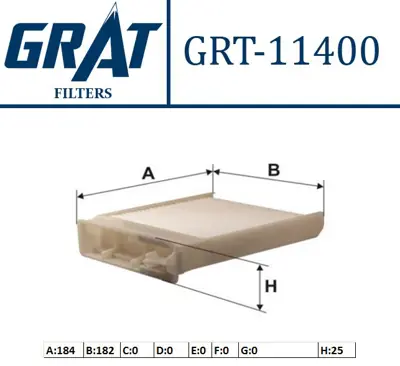 GRAT 11400 Kabın Fıltresı  Renault  Clıo Iıı-Modus / Nıssan  Note-Mıcra/Dacıa  Duster 7701059997 27891AX010 PC8128 K1152 ACE112 MP179 SKL47086 AH207 LA665 23795