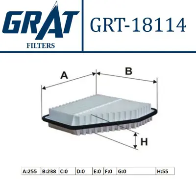 GRAT 18114 Hava Fıltresı - Toyota  Rav4 06/11 / Rav4 06-12 2.0 Vvtı - 2.4 Vvtı - 3.5 Vvtı / Camry 06- 3.5 V6  Benzınlı   F026400188 1780131120 49172 A1304 A1558 A33070 GB901 SB2158 18373 AP14210