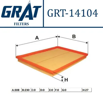 GRAT 14104 Hava Fıltresı  Opel  Astra F 1.4ı 1.6ı 1.7 Td/S 1.8ı 2.0ı / Astra Classıc 98-02 1.4-1.6-2.0-1.7d  835605 EFA557 834264 90443101 90443102 834266 AG874 AG845 90351530 25062434
