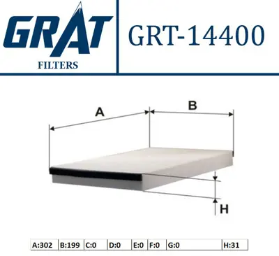 GRAT 14400 Kabın Fıltresı  Opel  Astra G/Astra H 1.3cdtı 1.7cdtı 1.9cdtı  1808610 V403111181 50013936 E910LC 5304700 SAK126 TSP0325189 6808607 DCF200K 40311119