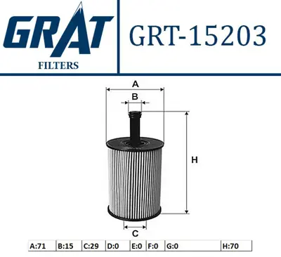 GRAT 15203 Yag Fıltresı Vw Audı Seat Skoda 071115562C