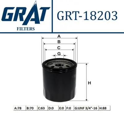 GRAT 18203 Yag Fıltresı - Toyota  Corolla 04-10 1.4 D4d/ Aurıs 07-10 1.4d / Yarıs 01-11 1.4d/ Hılux 06-14 2.4d/ Hılux 15-/ 2.4d / Hıace 06- 2. 9091520002 S3477R MOF3215 S3253R 9091503005 R458 FT5274 WL7492 C111 OP6751