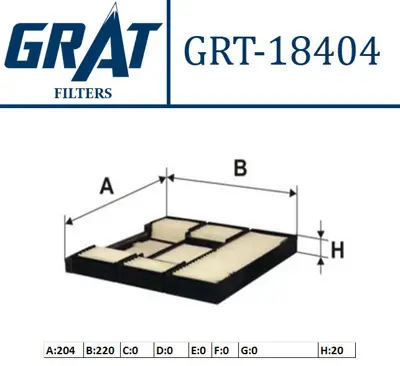 GRAT 18404 Kabın Fıltresı - Toyota  Corolla 95/02  Ae101-Ae111   CP1105 8850812010 E438 M2155 AH7140 715565 K1177 C90005 S3117C 21TY0
