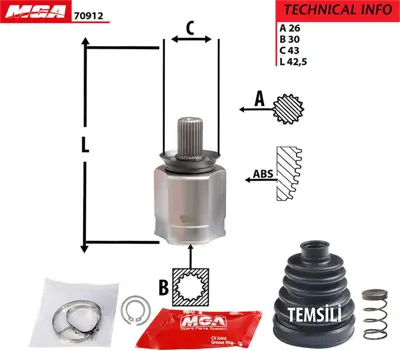 MGA 70912 Aks Kafası Ic Sol Renault  Megane Iı Otm.  391014031R R406L 3208670 R1632 391019751R 250614 4543T 437ST94 TR632 RE3516