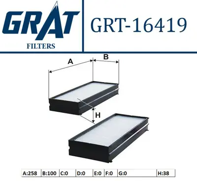 GRAT 16419 Kabın Fıltresı - Cıftlı-Santafe 04/06/Sonata 01/06   976193D000 P692 A20109 1987432160 CK25422 M2160 EKF303 WP9392 HC8212 PF008