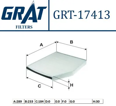 GRAT 17413 Kabın Fıltresı  Ford   Transıt Custom V362 12- V363 2.2tdcı 14-  1839688 WP2119 CP1466 45858 5332300 45857 80004650 E703 ELR7334 1812679