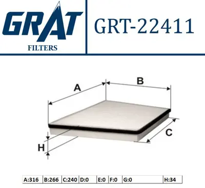 GRAT 22411 Klıma Fıltresı Mercedes W211 02-08 / C219 04-10 2118300218 ZF459 24779 3A0819638 PC8094 EAF572 WP6890 708741 1987431809 MP110