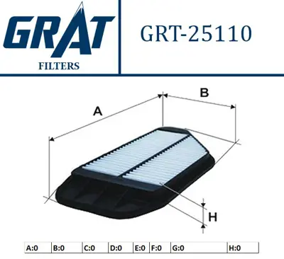 GRAT 25110 Hava Fıltresı - Chevrolet  Spark  1.0-1.2  11/14   96827723 3964190 FAW13S N1320914 C36013 EAF782 PM971 36CV036 PA7683 20W13