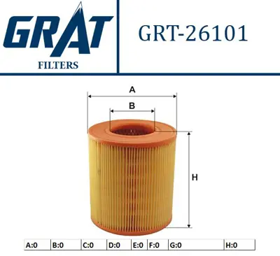 GRAT 26101 Hava Fıltresı  Audı   A6 2.0 Tdı - A6 2.0 Tfsı - A6 2.0ı T 08-11  AR3712 WA9502 4F0133843A 72278 MA3174 A63127 EAF636 LX1253 109213 2760300