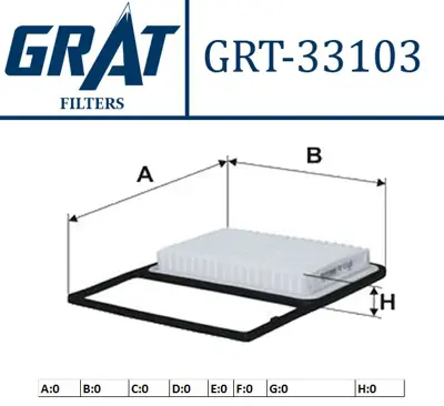GRAT 33103 Hava Fıltresı - Daıhatsu   Terıos 1.3-1.5 Vvtı 2005-/ 17801B1010 A137 20616 A3308 AP0186 39123210006 A1016 FA616S WA9739 V91120043