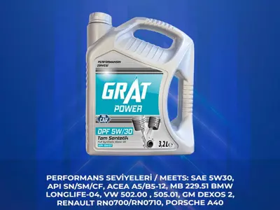 GRAT 6053032/P Motor Yagı 3.2 Lıtre Partıkullu 5w30 C3 Sn/Sm/Cf 