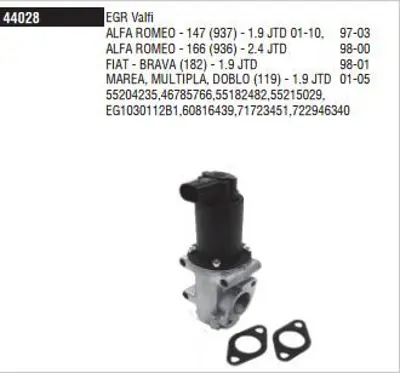 DODUCO 44028 Egr Valfı Fıat Doblo Bravo Marea Stılo 1.9 Jtd 01- Alfa Romeo 147 156 01- 55204235 XEG9100 7518016E 71793025 555035B 60816439 LEGR037 46785766 EGR0203 55182482