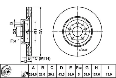MGA 50448 Fren Dısk On Hava Kanallı 284-5  Fıat  Egea 16 -   V013 DF670 6017491 51990127 569095 52015291 51996238 D2218 71711447 569086