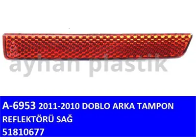 AYHAN PLASTIK A6953 Tampon Reflektoru Sag  Fıat Doblo Iıı Ym  51810677 10609200