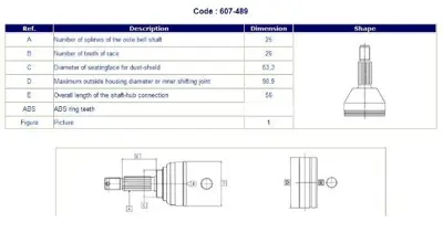 METELLI 15-1489 Aks Kafası Dış  Ford   Connect 90ps 1.8tdci 02-  4512587 G186280K 3765K 818067 607489 151489 KFR628 4490557 2T143A327AA 25123