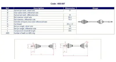 METELLI 17-0007 Aks Sag Peugeot  205 1,8d 1,6gtı / Cıtroen  C15 1,8d 327364 327389 151063 1250166 327355 95598210 327366 327200 327220 327365