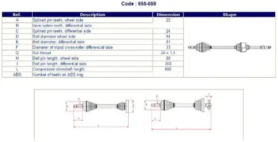 METELLI 17-0059 Aks Sag Peugeot  306-405 1,8 1,9 2,0 655058 327379 170022 CVJ517710 607177 170059 245022 CI1028K DRS626400 DS245134