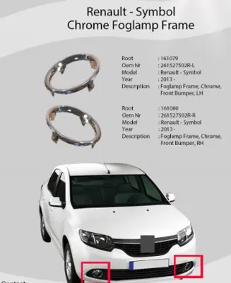 ROOT K161080 Sıs Far Cercevesı Sag Krom Renault  Symbol 14- 261527502R 261527502R