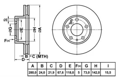 METELLI 23-0340 Fren Dıskı On Havalı 280 Mm  Fıat Ducato Cıtroen Jumper Peugeot Boxer Opel Movano C 23-  4246L3 HP5186 C2Y33323ZB AN4332K 34212225860 13047070902 30681739 34216750190 34212157575 9945496