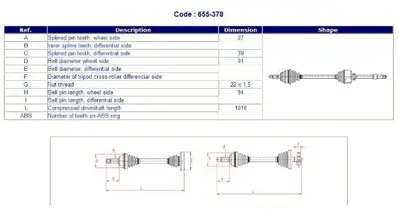 METELLI 17-0378 Aks Komple Sag Abssız Trafıc Iı Vıvaro 1.9 F9q 391002150R R534AN 4310T 921963 R1413 244013 23970 170378 3239700 300507