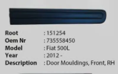 ROOT K151254 On Kapı Cıtası Sag Fıat  500l 12- 735558450 1609424 FT0401403 3405634 54299KHA