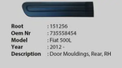 ROOT K151256 Arka Kapı Cıtası Sag Fıat  500l 12- 735558454 1609426 FT0401403 3405636 54201LHA FT0401453