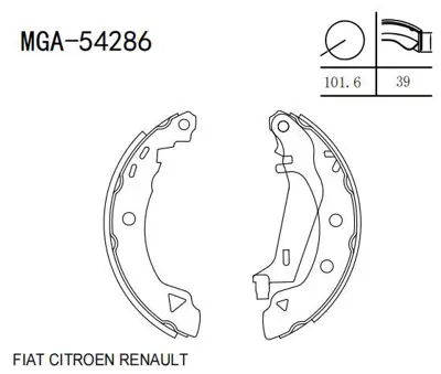 MGA 54286 Kampana Balata  Renault  R19 89 - 98 / Fıat  Brava Marea  -  7701202919 84046501 60750319 2145330004 R0500 8671020698 362324J M638 9947106 MSP143