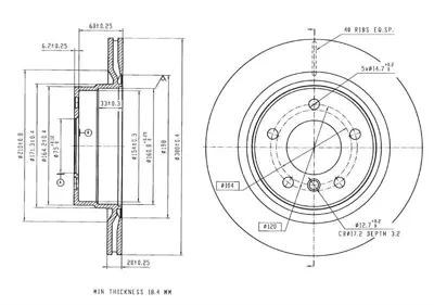 MGA 50595 Fren Dıskı  Bmw E87-E90-E92 Arka Havalı  34216764651 201558 5815201558 AC2735D DDF1507 1815201558 34216855007 BW821V DSK2294 BG3901