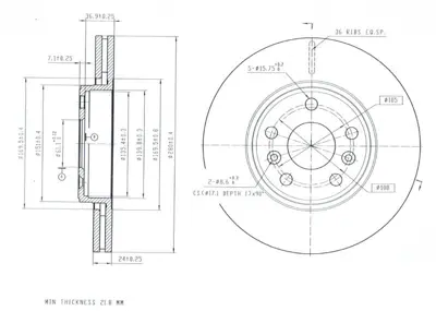 MGA 50636 Fren Dısk On Hava Kanallı 280-5  Renault  Megane Iı 05 - 09  7701208848 9A72720 A4154200001 A4154200701 470243120 6143010 V794 4154200001 197681 AC3744D