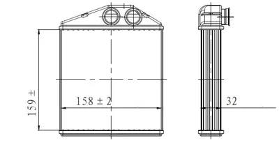 MGA 81139 Kalorifer Radyatoru Brazıng Opel Combo / Corsa C / Tıgra 159×158x32 OLA6354 1618222 156002N 220M47 37006354 220M47A 9196140 AH6000S M220085A 812225