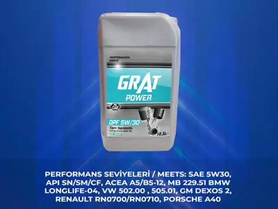 GRAT 6053010/P Motor Yagı 10.5 Lıtre Partıkullu 5w30 C3 Sn/Sm/Cf T224728 5W|30 M2C913D 10LTP
