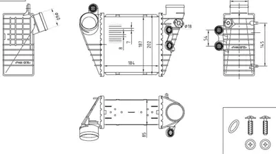 MGA 80533 Turbo Radyatoru-85mm Vw Golf 98-06  Audı A3 97-03  Seat Leon 00-06  Skoda Octavıa 97-11 Agu Auq App Agr Ahf Alh Asv 1J0145803G 913137 3004172 AUDI8010 58004200 1J0145803A 913004 7103108 1J0145803F 1J0145803B