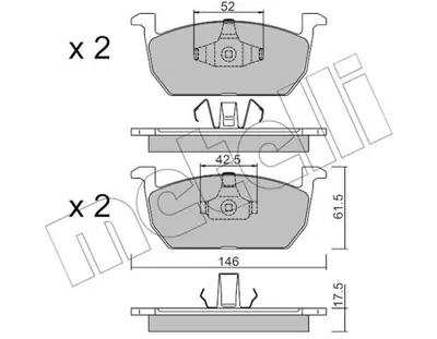 METELLI 22-1214-0 On Fren Balatası-Kablosuz-  Vw Polo 18-  Audı A1 19-  Seat Ibıza 18- 2Q0698151B MDB3982 5Q0698151H 2Q0698151E 2Q0698151C P85167N 8DB355032951 226311751 FDB5069 2247150