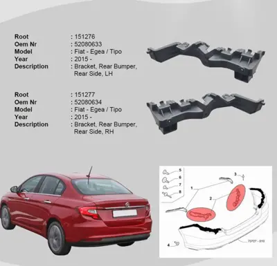 ROOT K151276 Arka Tampon Braket Arka Taraf Sol  fıat: Egea  15- 52080633