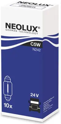 OSRAM N242 Neolux Sofit Ampül Standart 24v C5w 36mm Sofit N242 Watt  5 Watt Volt   24volt 
