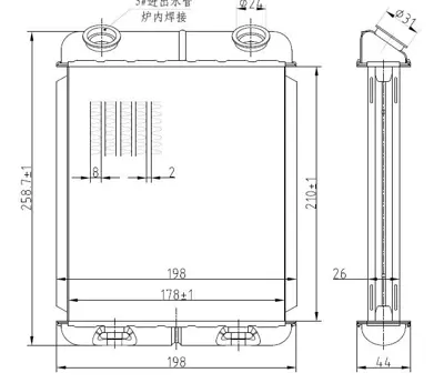 MGA 80801 Kalorifer Radyatoru Brazıng 26mm Renault  Laguna Iı 1.6/2.0] 350218299000 7701206524 73341 8FH351001631 351001631 RT6344 351315371 8FH351315371 DRR23018 HKRT344