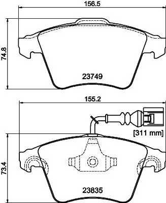 HELLA 8DB 355 011-621 On Fren Balatası-  Vw Touareg 03-07 7L6698151B 104522 1639380280 5682 5SP1285 GDB1651 7L6698151F 2104522 13046071912 FDB1826