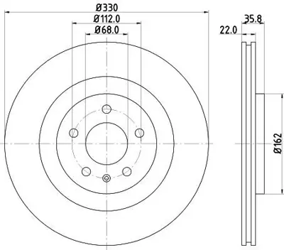 HELLA 8DD 355 118-021 Arka Fren Dıskı-330x22 5×112 Vw Touareg 18-  Audı A4 08-16  A6 11-18  Q5 09-17 8W0615601K DF6175S A1045V 4H0615601H 95B615601F 18152047156 MDC2349 80A615601C 92238303 100335820