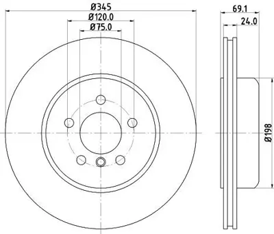 HELLA 8DD 355 119-281 Fren Dıskı Bmw  F-01/02/07/10 Arka 525-530-740/D Tek 34216775289 QD9200 1636912880 BN1325 563149JVC1 610124C BD36800 986AB5968 986479D59 DBC037V