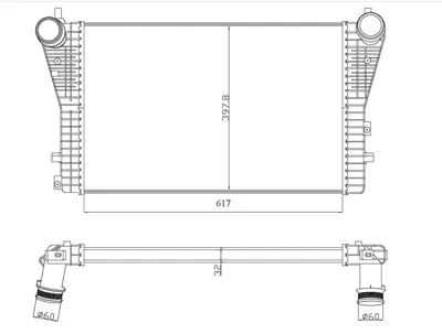 MGA 80848 Intercooler Radyatoru Vw Passat 09-15  Tıguan 08-18 1K0145803CA 3C0145805AM 3C0145805AD 8ML376746724 47026N 5C0145803A 47023N 96568 1K0145803AF VNA4306