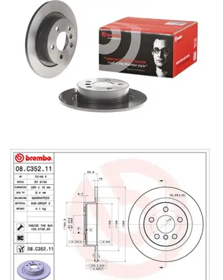 BREMBO 08.C352.11 Fren Dıskı Arka F39/F40/F45/F48/F54/F55/F56/F57/F60/F66/I01/U06/U10/U11/U25 34216799367 34216864141 BDM6159700 1421828 B2078P DF6756 YH12080 150293120 78BD00452 2015119