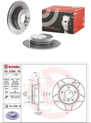 BREMBO 08.5366.76 Fren Dıskı Arka Duz Cızgılı  Bmw E36-E46  34216864051 24011002021 8536676 6015394 1725 140104 34216855158 561552B 812011118C X14304