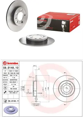 BREMBO 08.9148.11 Arka Fren Dıskı-239x90 5×100 Vw Golf 98-06  Audı A3 97-03   8711526980 1J0615601D 92105800 8711520000 78RBD25311 314779 100124800 1013154 230742 98200105801
