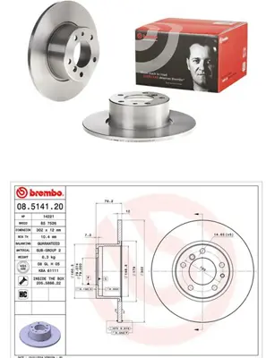 BREMBO 08.5141.20 Fren Dıskı On Duz 302 Mm Bmw 5 Serıe E34 34111158042 1040501 14221 78BD80421 230187 DDF2101 15867 198042 BDA108510 353610618140