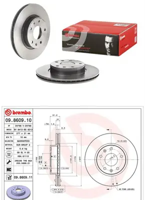 BREMBO 09.8609.11 Fren Dıskı On Havalı Kaplamalı 277mm Land Rover Freelander 1.8 / 2.0 Td4 / 2.5   SDB101070 562225J 92115703 DF824 DDF1151 142298 1815204020 9860910 A4000V 360406002500