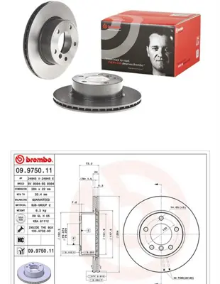 BREMBO 09.9750.11 Fren Dıskı  Bmw 1 Serı-E87 On / 1.16-1.18  34116792215 DDF1228C 24012202391 BBD5263 DDF1228 BS5433 39112 BMW316 NBD1810 B2013VR